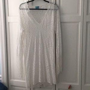 Letarte White Crochet/Lace Cover Up